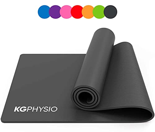 KG Physio Yoga Mat - Esterilla Yoga Antideslizante Extra Gruesa 183 cm x 60  cm x 8 mm con Correa de Hombro - Fabricada con NBR para garantizar que sea  Esterilla Antideslizante. 